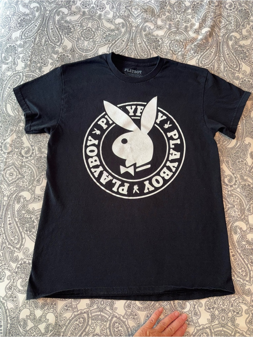 PLAYBOY Black T‑Shirt with White Bunny Emblem